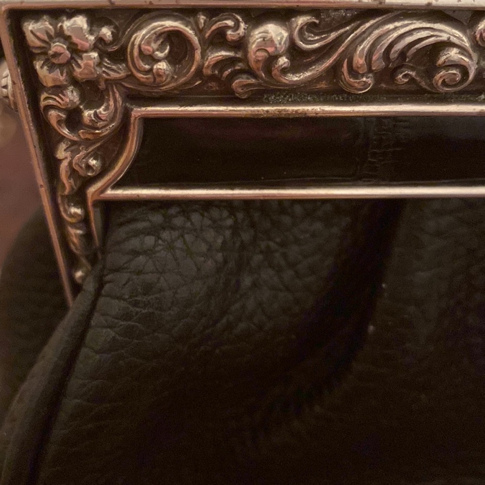 Vintage EUC Brighton Bag…black leather with  lovely silver hardware - Picture 7 of 9